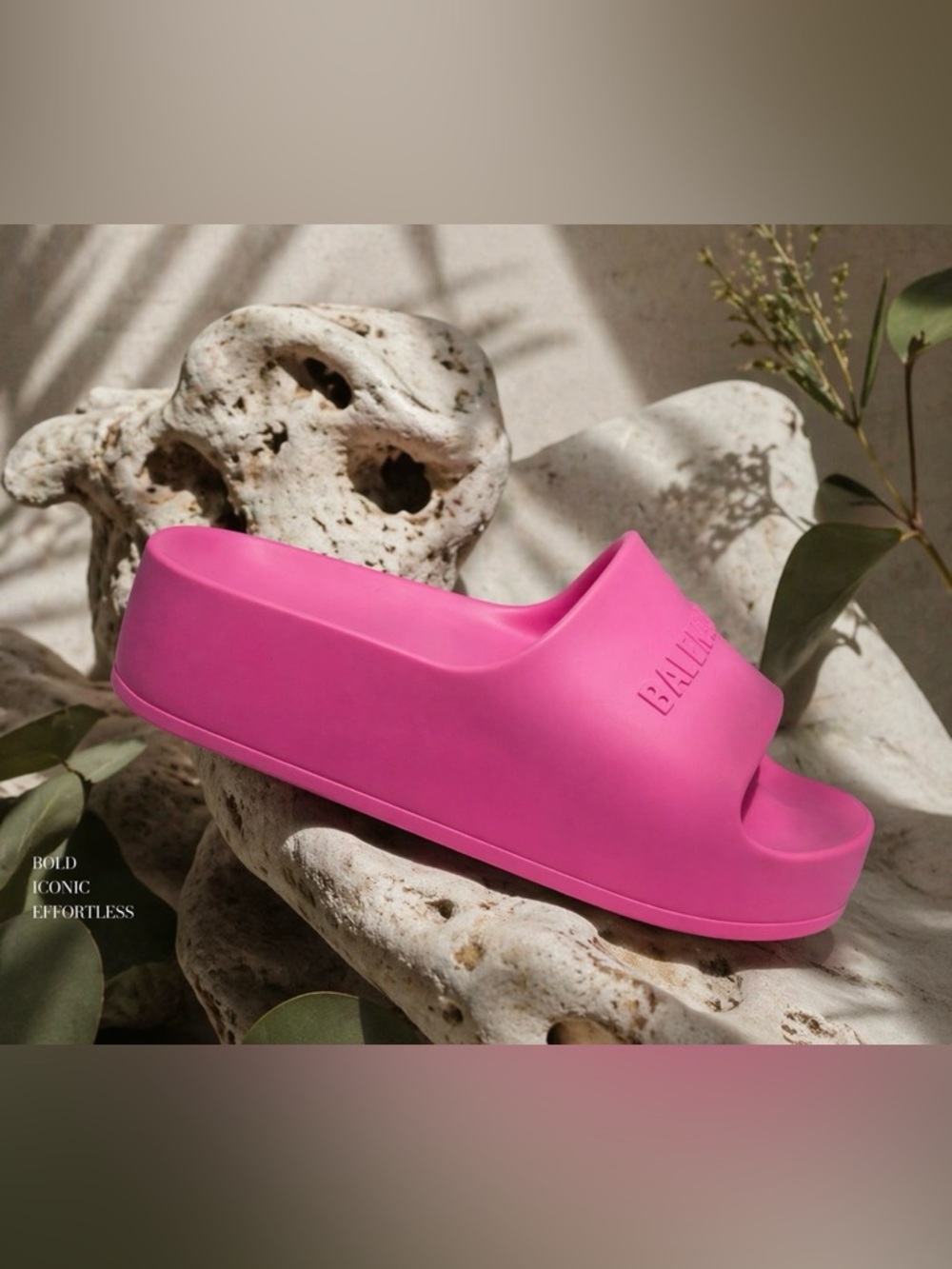 Brand New Balenciaga Platform Rubber Logo Slides Hot Pink Size 41 / US 10